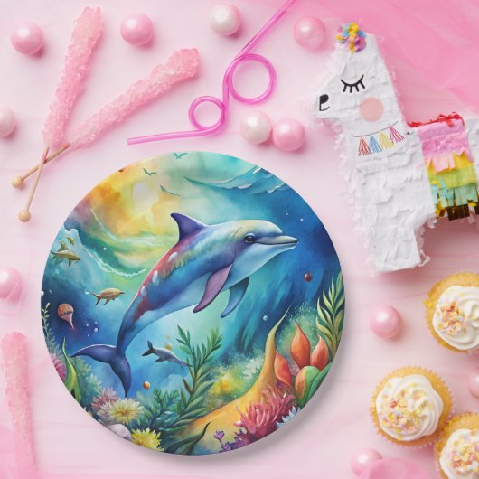 Painted Dolphin Papieren Bordje (Feest)