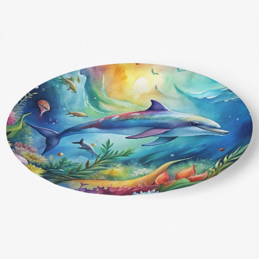Painted Dolphin Papieren Bordje (Gekanteld)