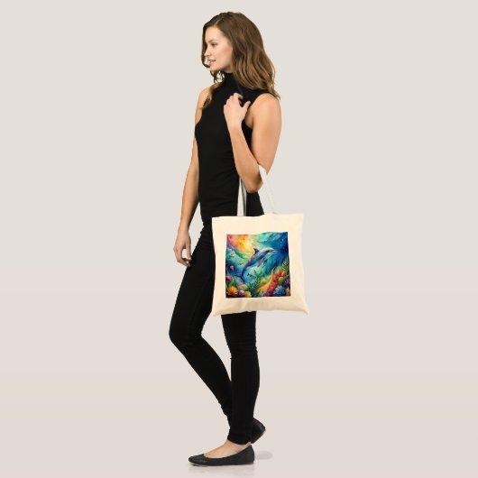 Painted Dolphin Tote Bag (Voorkant (model))