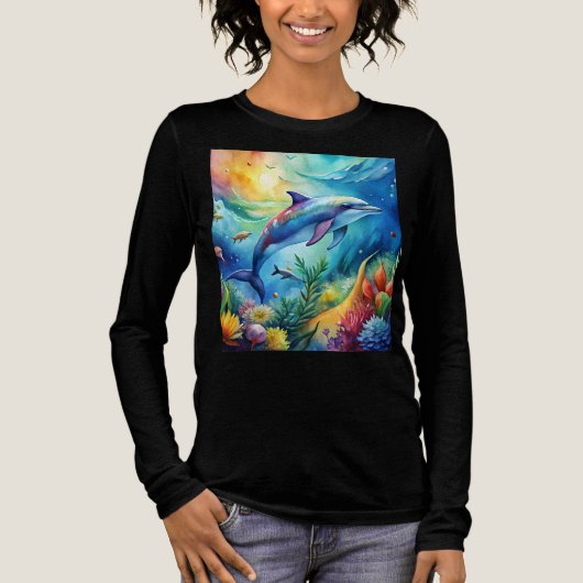 Painted Dolphin Tri-Blend Shirt (Voorkant)