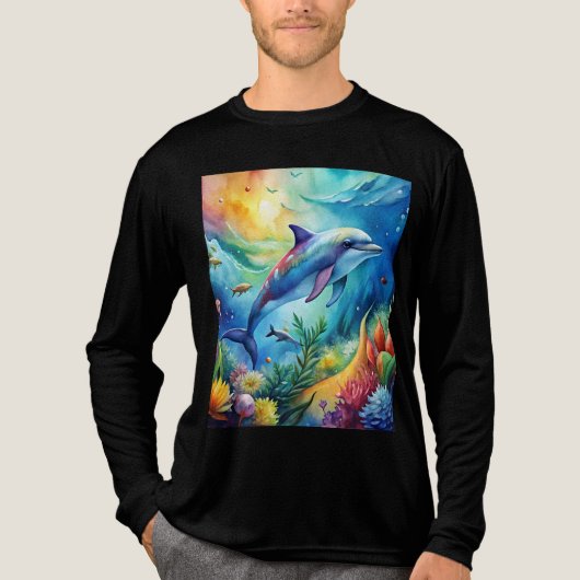 Painted Dolphin Tri-Blend Shirt (Voorkant volledig)