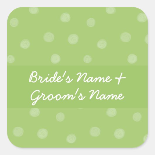 Painted Dots green Wedding Square Sticker (Voorkant)