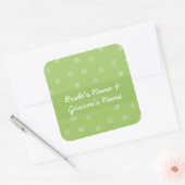 Painted Dots green Wedding Square Sticker (Envelop)