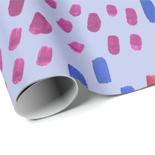 Painted Dots Pattern – Hand-Painted Abstract Blue Cadeaupapier (Rol Hoek)