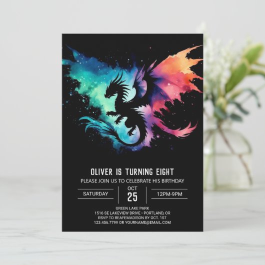 Painted Dragon Birthday DIY Kaart (Staand voorkant)