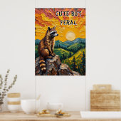 Painted Dusk: Wasbeer op Rocky Perch Poster (Keuken)