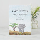 Painted Elephant Stay Wild Safari Baby shower Kaart (Staand voorkant)
