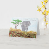 Painted Elephant Stay Wild Safari Verjaardag Kaart (Gele Bloem)