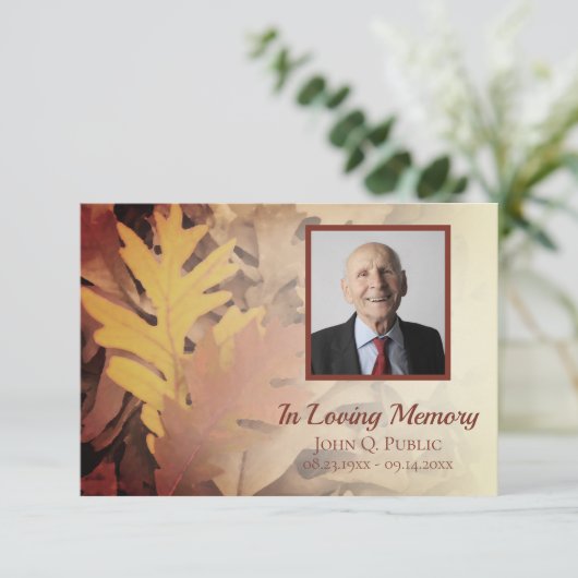 Painted Fall verlaat begrafenisherdenking sympathi Bedankkaart (Staand voorkant)