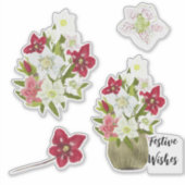 Painted Floral Anemone Festive Sticker Sheet (Voorkant)