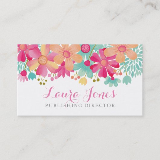 Painted Floral Editor Publishing Director Manager Afsprakenkaartje (Voorkant)