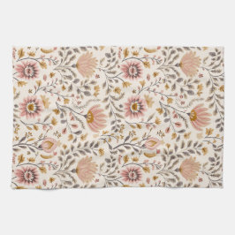 Painted Floral Folk Art Theedoek