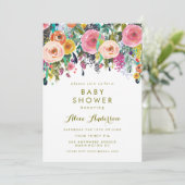 Painted Floral Garden Baby shower Uitnodigen Kaart (Staand voorkant)