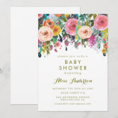 Painted Floral Garden Baby shower Uitnodigen Kaart (Voorkant / Achterkant)