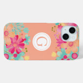 Painted Floral Monogram Gepersonaliseerd Hoesje (Achterkant (horizontaal))