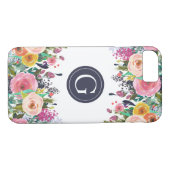Painted Floral Monogram iPhone 7 Hoesje (Achterkant (Horizontaal))