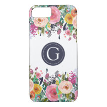 Painted Floral Monogram iPhone 7 Hoesje