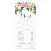 Painted Floral Salon Stylist Menu Prijslijst (Voorkant)