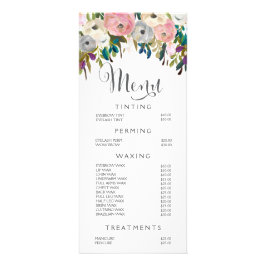 Painted Floral Salon Stylist Menu Prijslijst