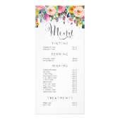 Painted Floral Salon Stylist Menu Prijslijst (Voorkant)