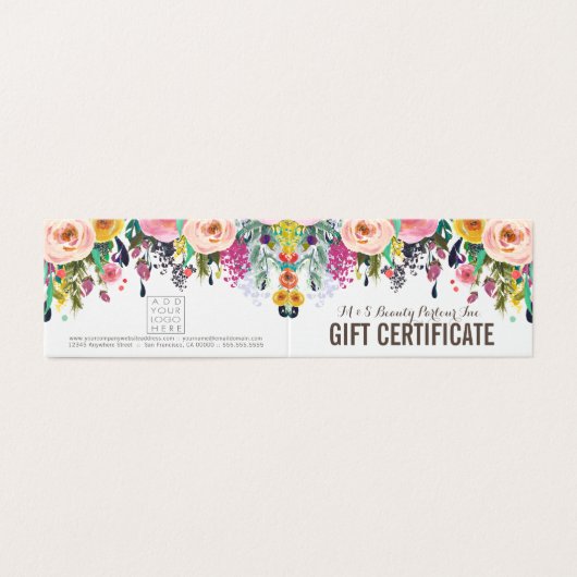 Painted Floral Store Cadeaubon Sjabloon (Buitenkant ongevouwen)