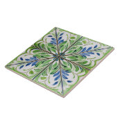 Painted Floral Tegel Pat#14 Blauw Groen ID1078 Tegeltje (Zijkant)