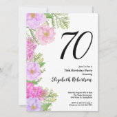 Painted Flower Custom Photo Template 70e verjaarda Kaart (Voorkant)