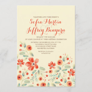 Painted Flowers Elegante casual huwelijksuitnodigi Kaart