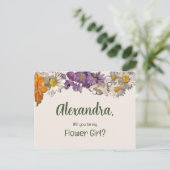 Painted Flowers wordt mijn Bloemenmeisje Uitnodiging Briefkaart (Staand voorkant)