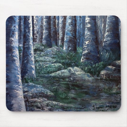 Painted Forest Tree Trunks Mousepad Muismat (Voorkant)