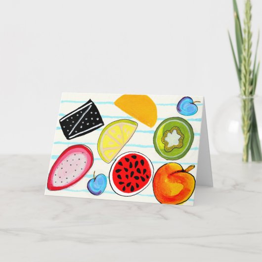 Painted Fruit Illustration Greeting Card Bedankkaart (Voorkant)