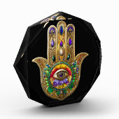 Painted Gold Hamsa Amethyst Ruby Third Eye Fotoblokken (Links)