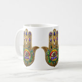 Painted Gold Hamsa Amethyst Ruby Third Eye Koffiemok (Voorkant links)