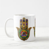 Painted Gold Hamsa Amethyst Ruby Third Eye Koffiemok (Links)