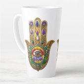 Painted Gold Hamsa Amethyst Ruby Third Eye Latte Mok (Linkerhoek)