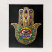 Painted Gold Hamsa Amethyst Ruby Third Eye Legpuzzel (Verticaal)