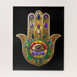 Painted Gold Hamsa Amethyst Ruby Third Eye Legpuzzel