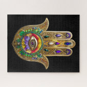 Painted Gold Hamsa Amethyst Ruby Third Eye Legpuzzel (Horizontaal)
