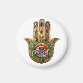 Painted Gold Hamsa Amethyst Ruby Third Eye Magneet