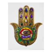 Painted Gold Hamsa Amethyst Ruby Third Eye Perfect Poster (Voorkant)
