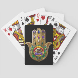 Painted Gold Hamsa Amethyst Ruby Third Eye Pokerkaarten