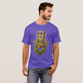 Painted Gold Hamsa Amethyst Ruby Third Eye T-shirt (Voorkant volledig)