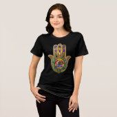 Painted Gold Hamsa Amethyst Ruby Third Eye Tri-Blend Shirt (Voorkant volledig)