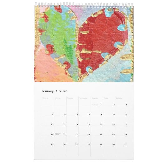Painted Hearts 2026 Kalender (Jan 2026)