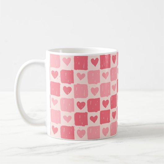 Painted Hearts Love Pattern Classic Mug Koffiemok (Links)