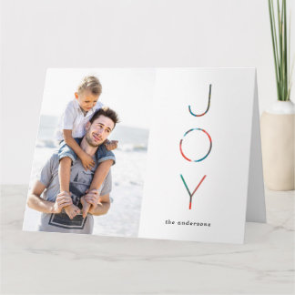 Painted Joy Holiday Photo Greeting Card Kaart