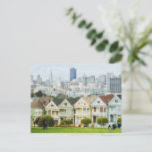 Painted Ladies, Victorian houses and skyline Briefkaart (Staand voorkant)
