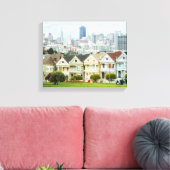 Painted Ladies, Victorian houses and skyline Canvas Afdruk (Insitu (Woonkamer))
