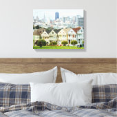 Painted Ladies, Victorian houses and skyline Canvas Afdruk (Insitu (Slaapkamer))