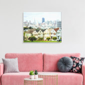 Painted Ladies, Victorian houses and skyline Canvas Afdruk (Insitu (Woonkamer))